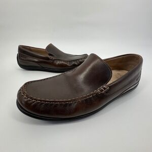 ECCO Brown Leather Slip‎ On Loafers Men's Dress Casual Comfort Shoes US Size 11